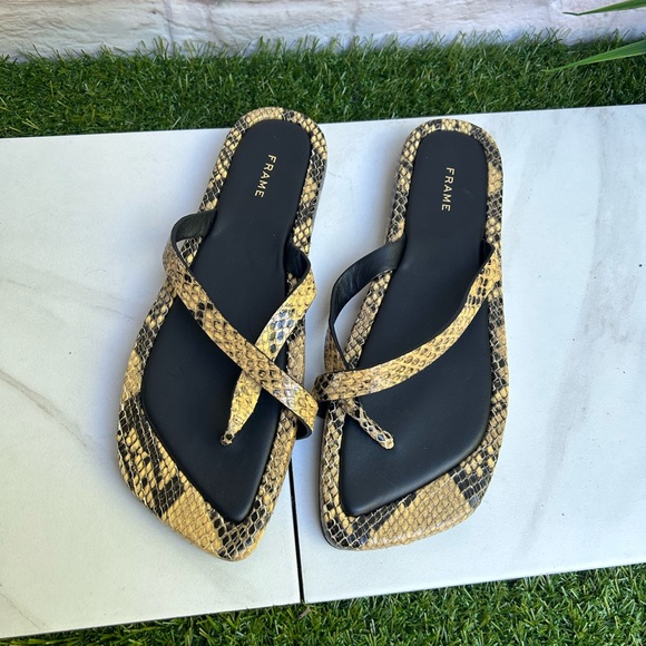 Frame Le Montauk Leather Cross Sandals python multi Size 38 like new - Picture 6 of 9